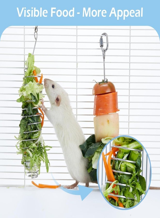 Jevnd 2Pcs Rat Enrichment Toys, 304 Stainless Steel Rat Foraging Toy for Fruit Vegetable Holder, Fancy Mice Cage Accessories Puzzle Toy, Hanging Rodent Toys Slow Feeder, Bird Foraging for Parakeet - Image 3